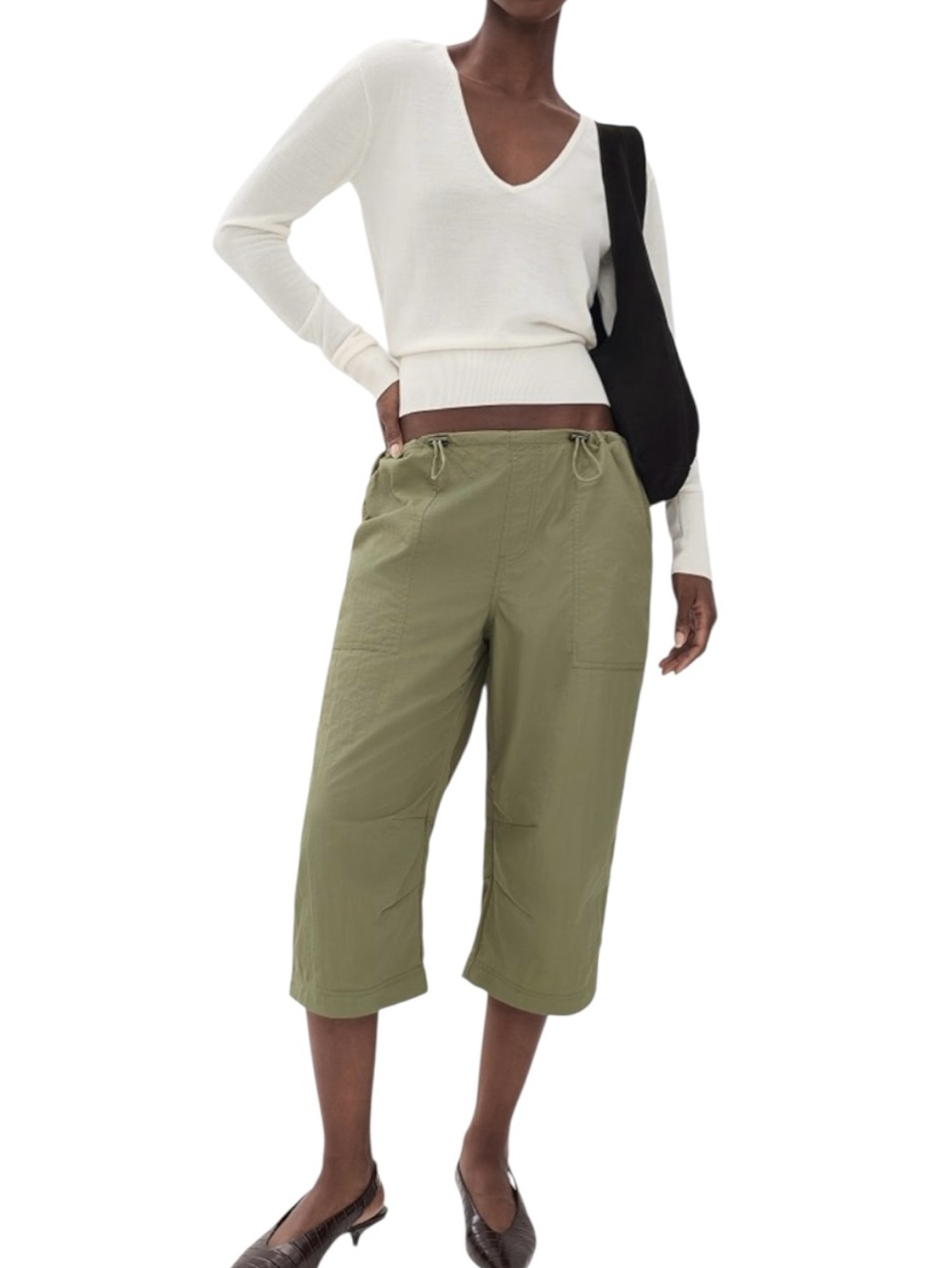 Reformation Arlette Pants Mossy Olive Drawstring Relaxed Fit Retail $218 Small